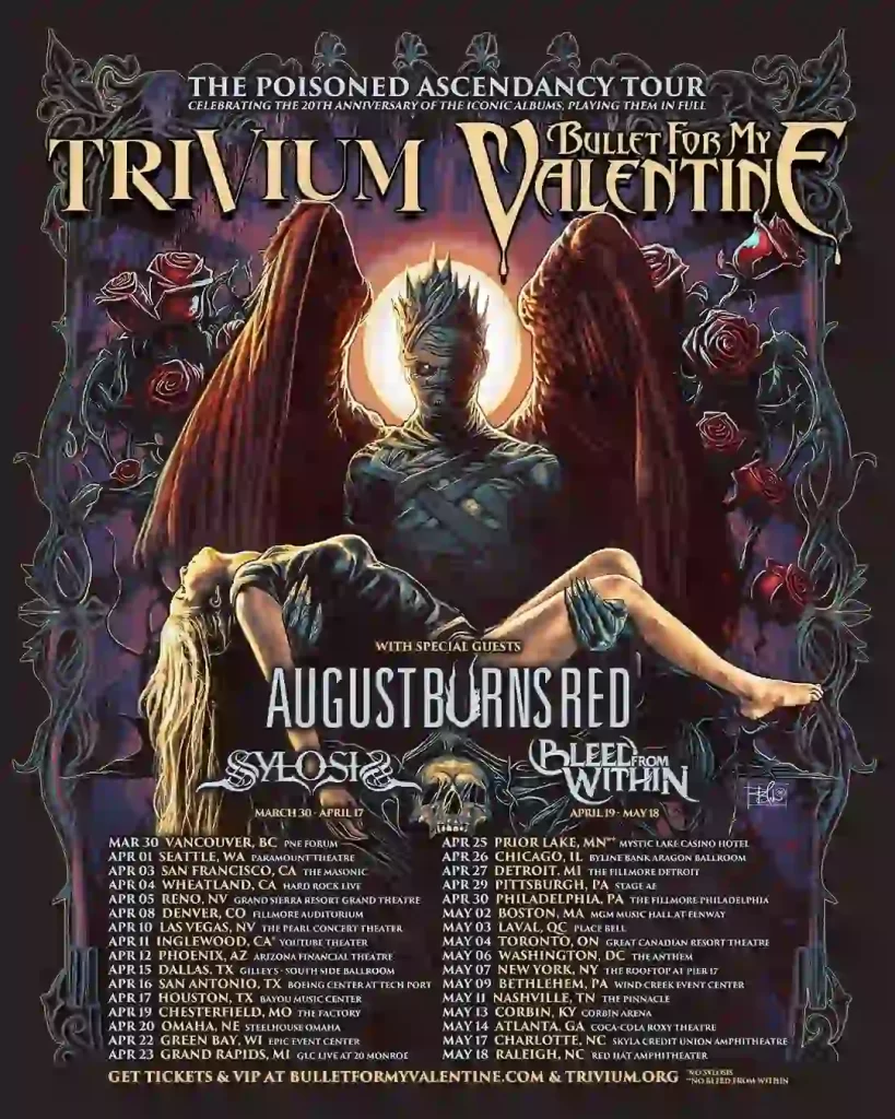 Date Bullet for My Valentine and Trivium 'The Poisoned Ascendancy' tour 2025 USA