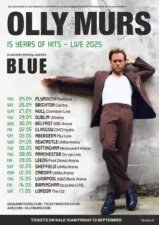 Olly Murs and Blue tour Date 2025