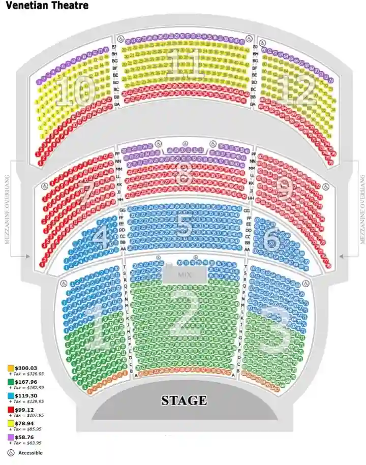 Venetian Theatre Seating Chart